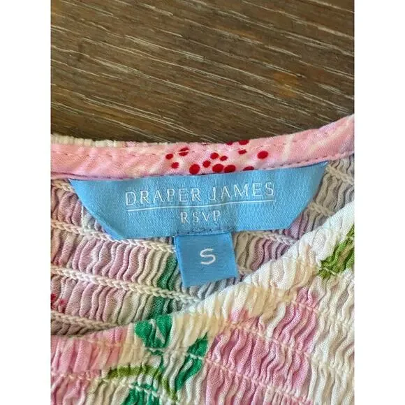 DRAPER JAMES Pink Floral Ruffle Sleeve Shirt Top Women size S Romantic Ruffles - Picture 5 of 8